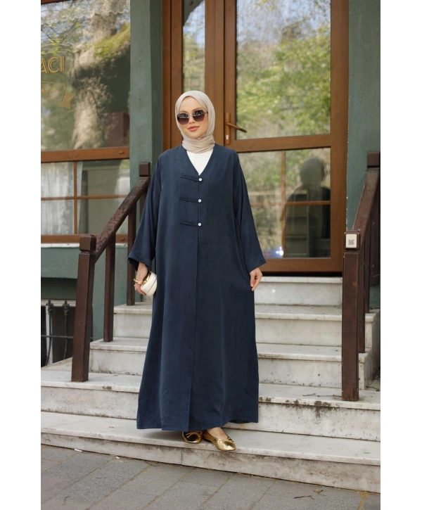 Boydan Çıtçıtlı Abaya - Lacivert