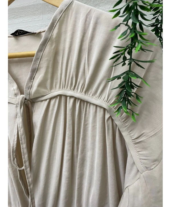 Büzgülü Pantolonlu Takım - Bej