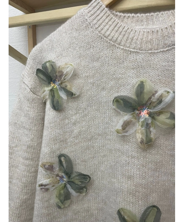 TÜL ÇİÇEKLİ TRİKO KAZAK