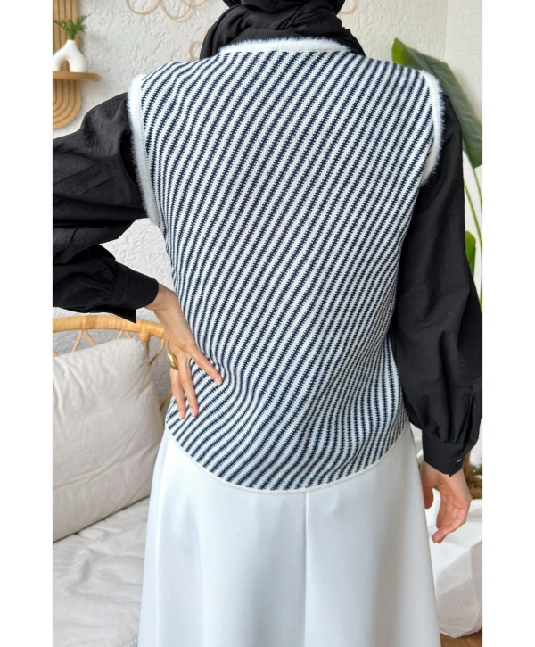 ÇİZGİLİ MUADİL TRİKO YELEK