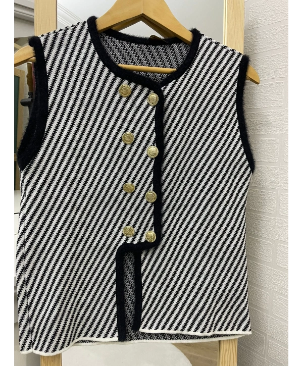 ÇİZGİLİ MUADİL TRİKO YELEK