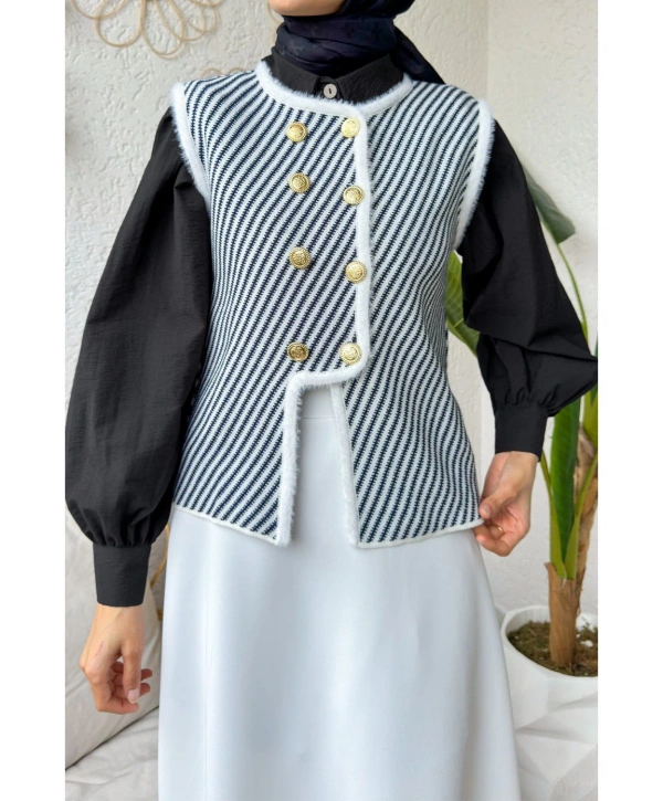 ÇİZGİLİ MUADİL TRİKO YELEK