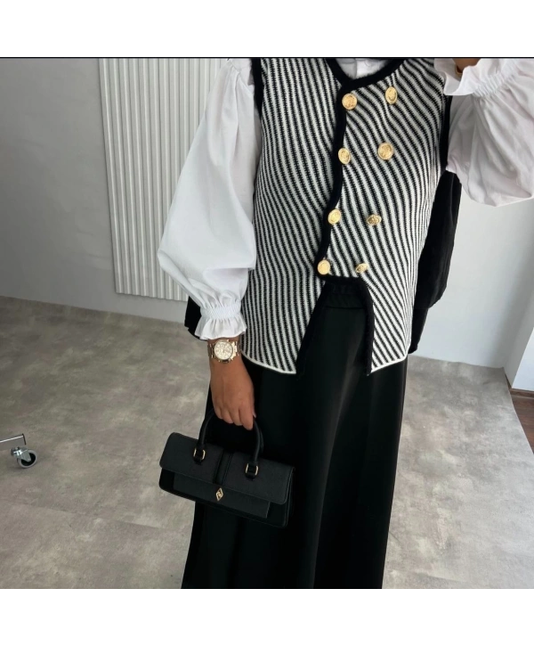 ÇİZGİLİ MUADİL TRİKO YELEK