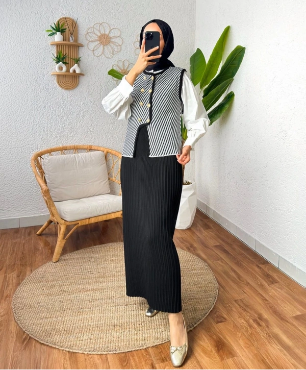 ÇİZGİLİ MUADİL TRİKO YELEK