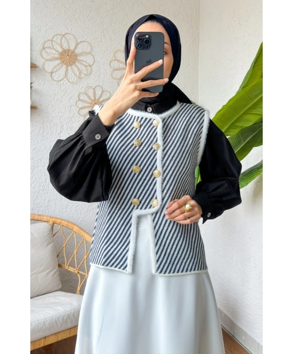 ÇİZGİLİ MUADİL TRİKO YELEK