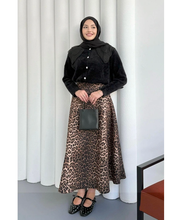 Dantel Yaka Angora Hırka - Siyah