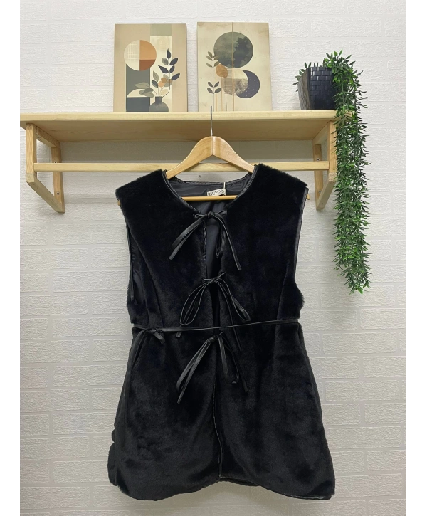 DERİ BİYELİ KÜRK YELEK