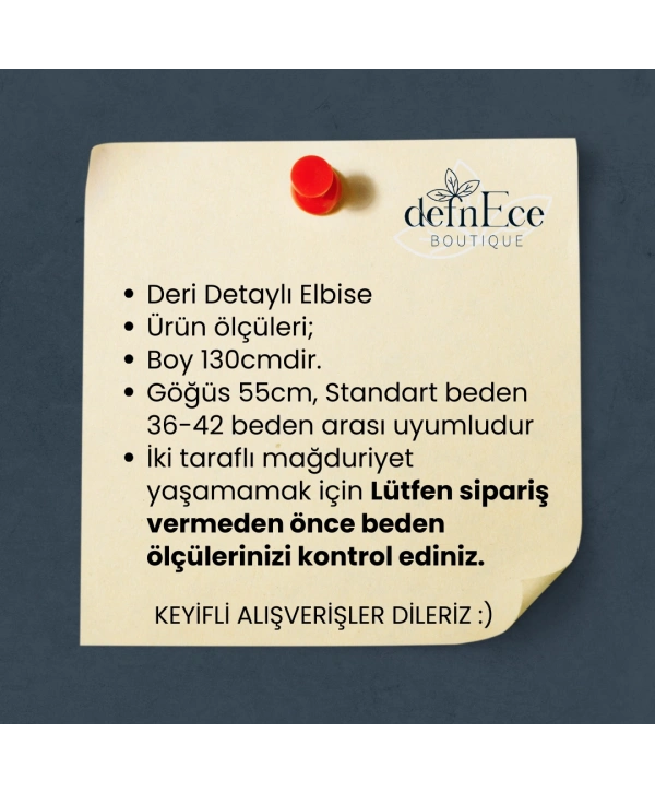 DERİ DETAYLI ŞIK ELBİSE