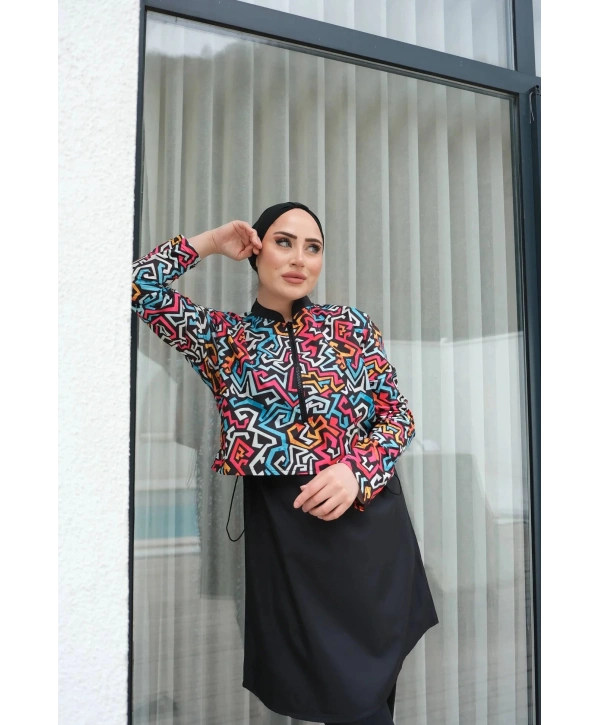 Dijital Baskılı Tesettür Mayo - Renkli