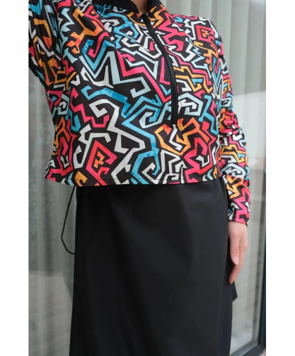 Dijital Baskılı Tesettür Mayo - Renkli