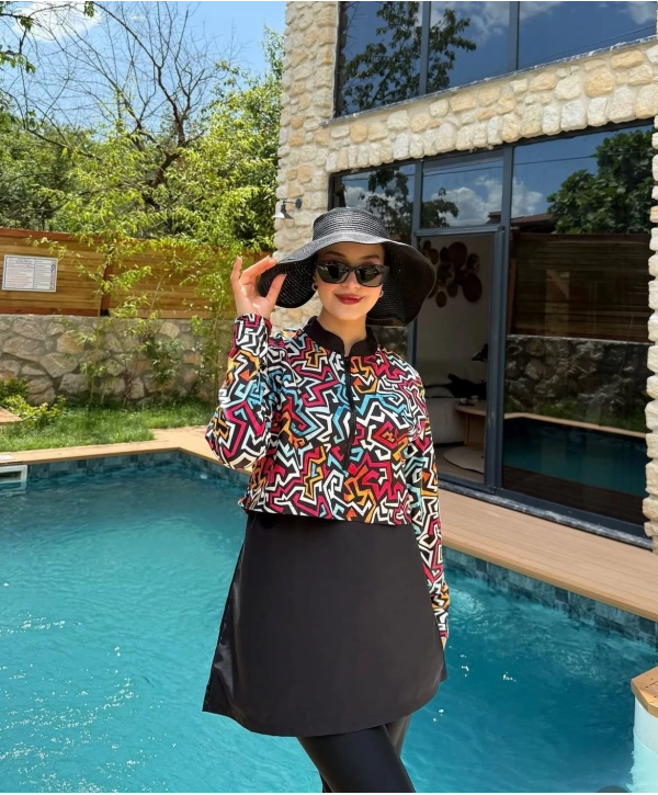 Dijital Baskılı Tesettür Mayo - Renkli