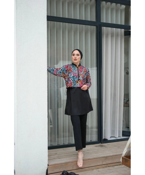 Dijital Baskılı Tesettür Mayo - Renkli