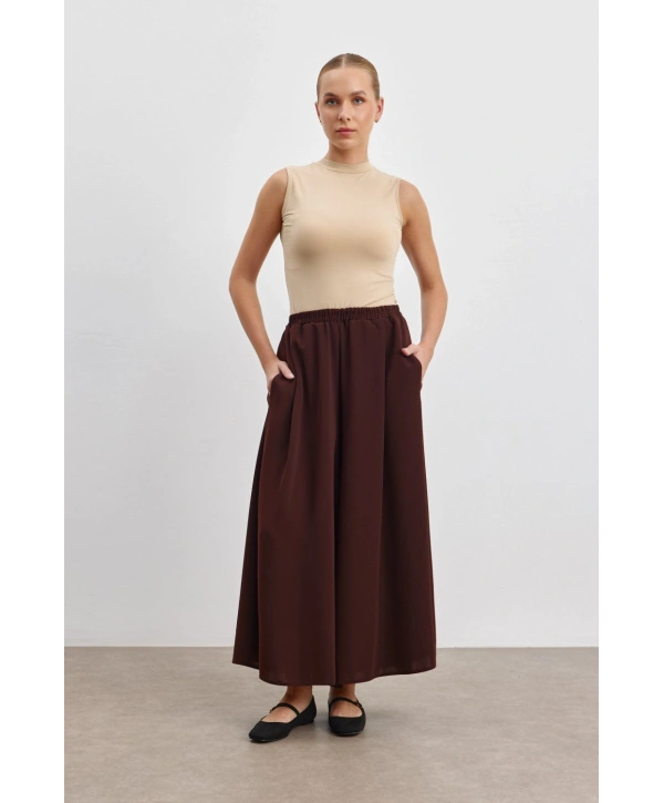 Etek Pantolon - Kahverengi