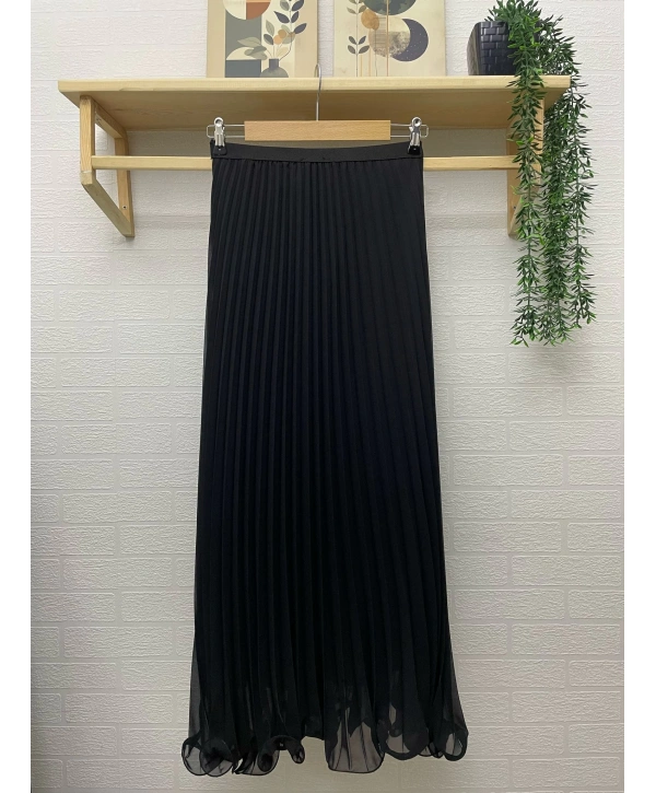 Etek Ucu Misinalı Piliseli Şifon Etek