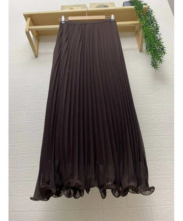 Etek Ucu Misinalı Piliseli Şifon Etek