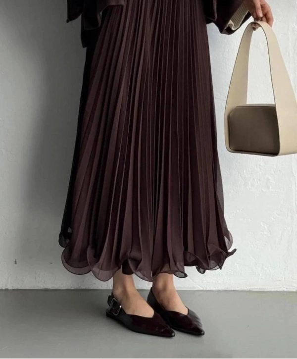 Etek Ucu Misinalı Piliseli Şifon Etek