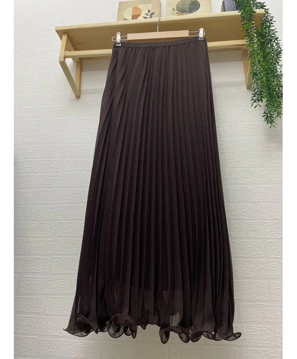 Etek Ucu Misinalı Piliseli Şifon Etek