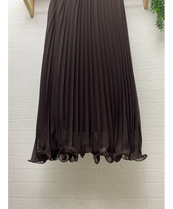 Etek Ucu Misinalı Piliseli Şifon Etek