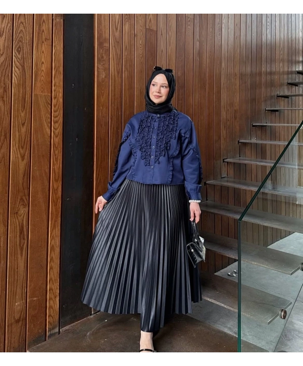 Fırfır Detaylı Kısa Gömlek