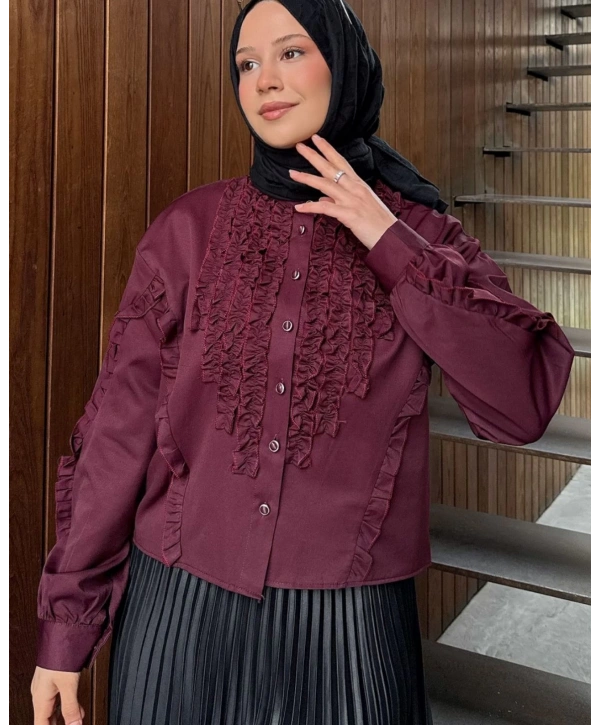 Fırfır Detaylı Kısa Gömlek