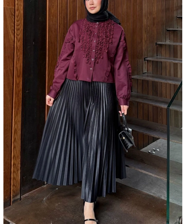 Fırfır Detaylı Kısa Gömlek