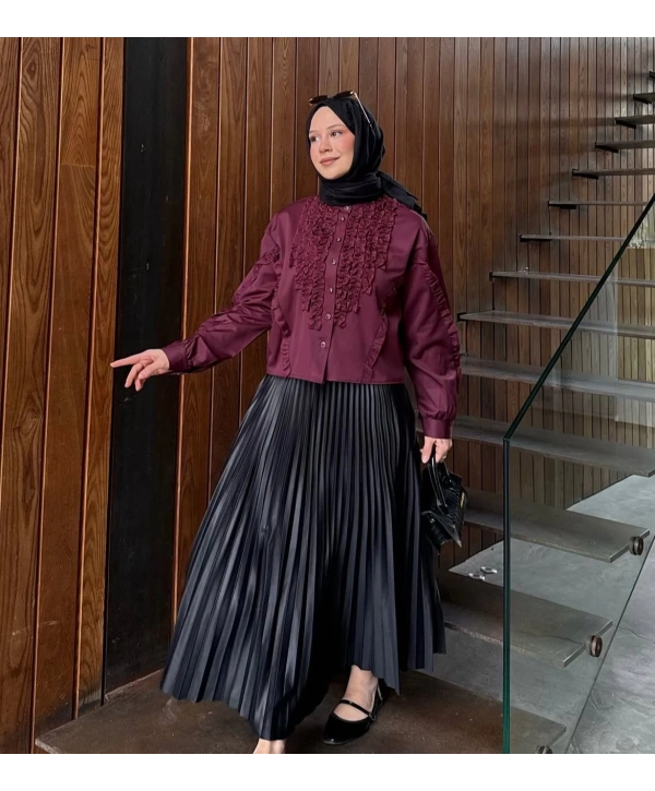 Fırfır Detaylı Kısa Gömlek