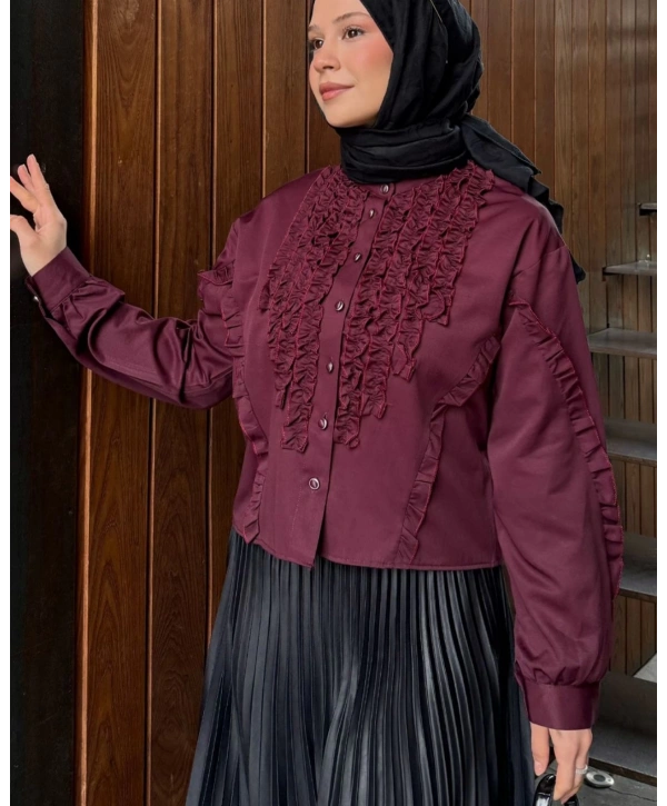 Fırfır Detaylı Kısa Gömlek