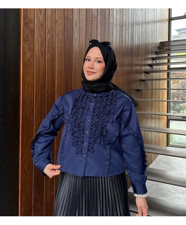 Fırfır Detaylı Kısa Gömlek