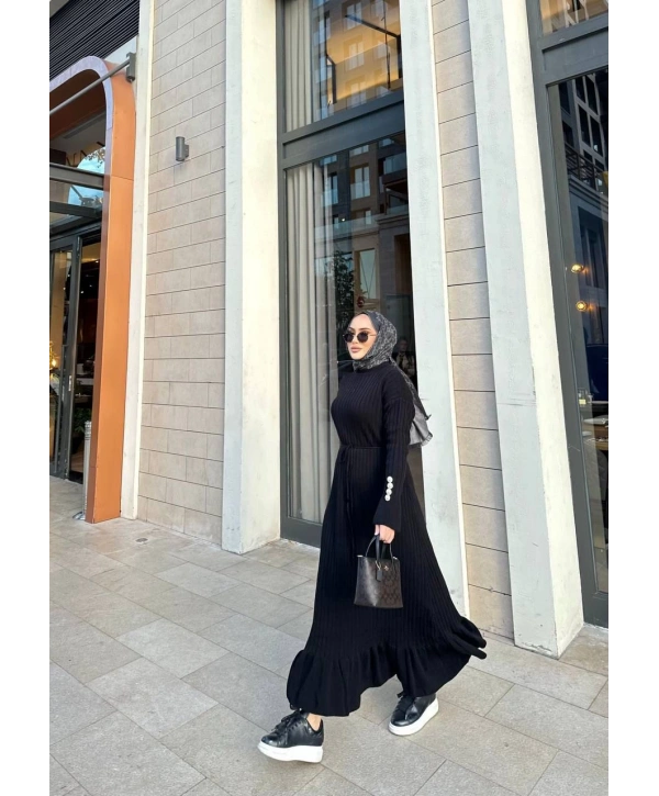 Fırfırlı Triko Elbise