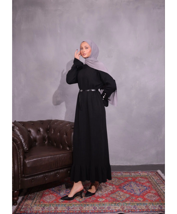 Fırfırlı Triko Elbise