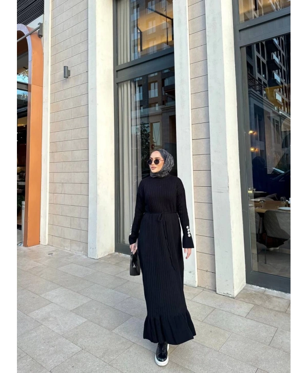 Fırfırlı Triko Elbise