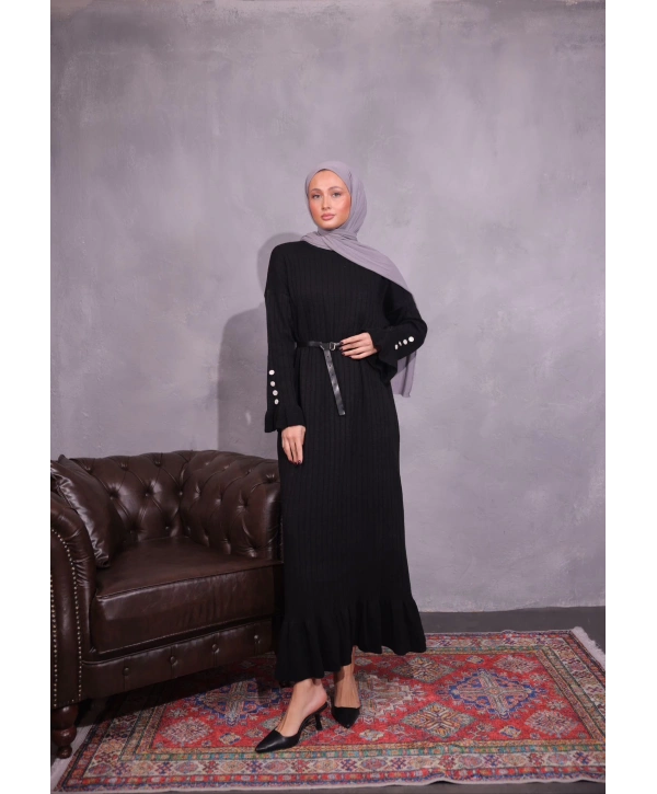 Fırfırlı Triko Elbise