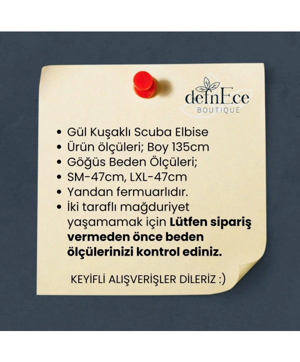 GÜL KEMERLİ SCUBA ELBİSE