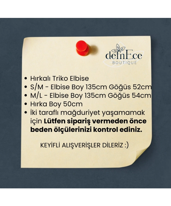 HIRKALI TRİKO ELBİSE - KREM