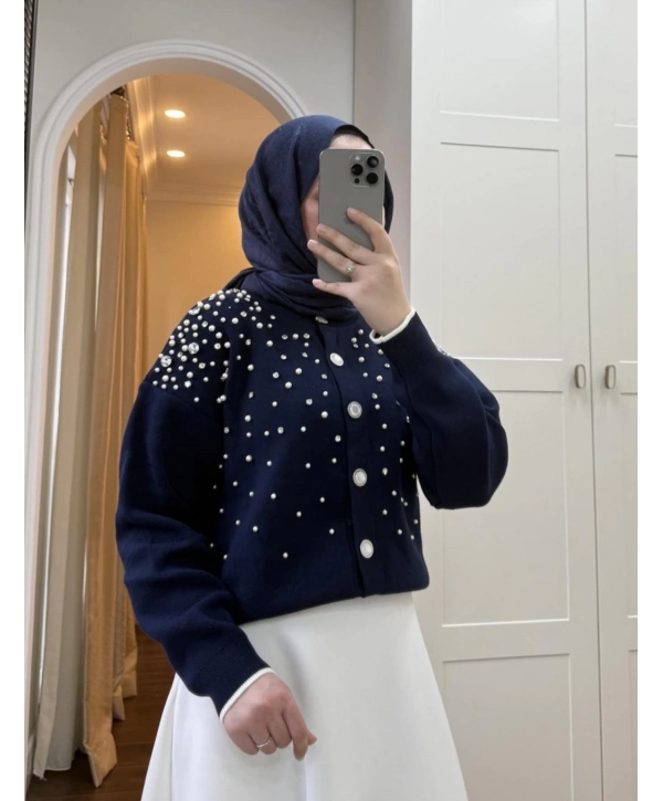 İNCİ TAŞLI TRİKO HIRKA