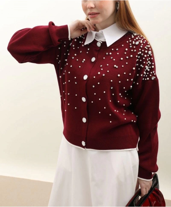 İNCİ TAŞLI TRİKO HIRKA