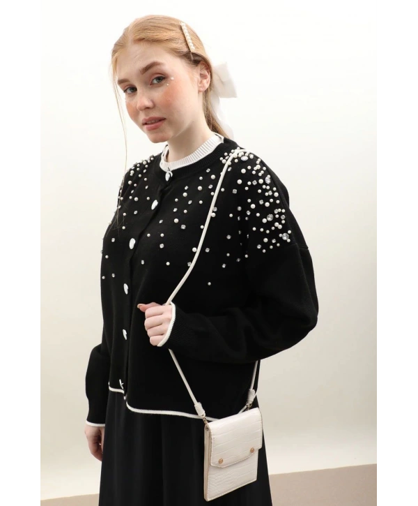 İNCİ TAŞLI TRİKO HIRKA