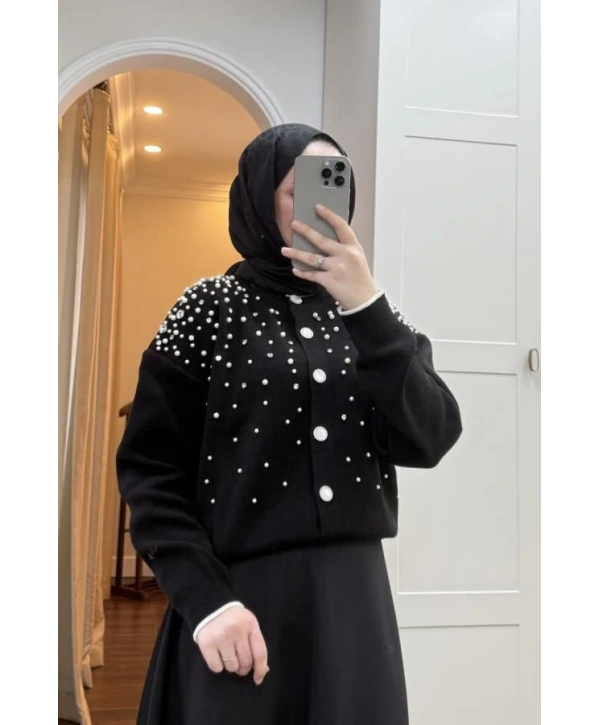 İNCİ TAŞLI TRİKO HIRKA