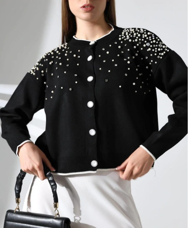 İNCİ TAŞLI TRİKO HIRKA