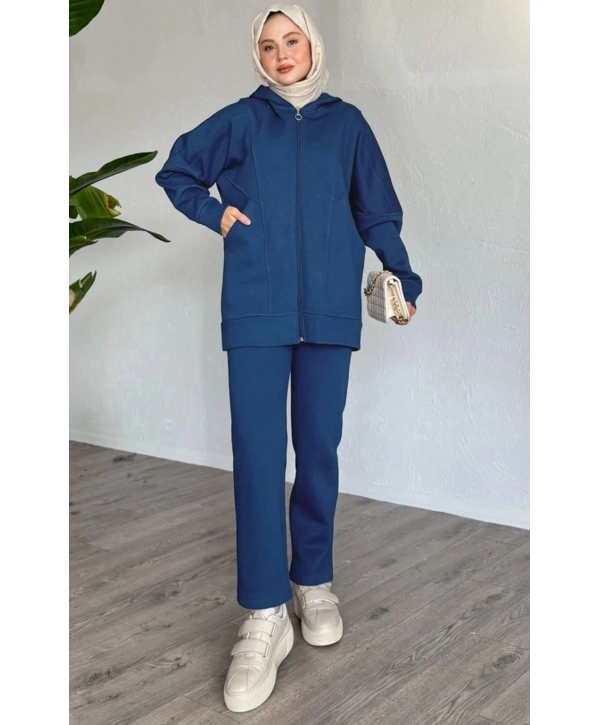 Kadın 3iplik Şardonlu Kapüşonlu Eşofman Takımı