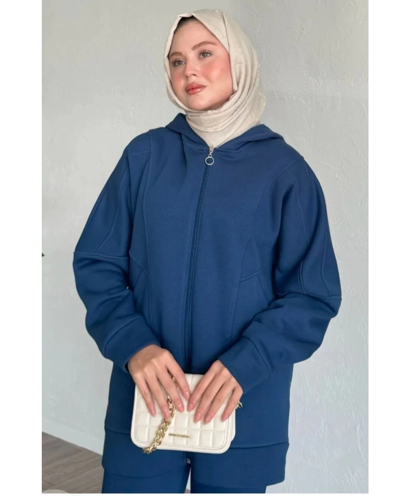 Kadın 3iplik Şardonlu Kapüşonlu Eşofman Takımı