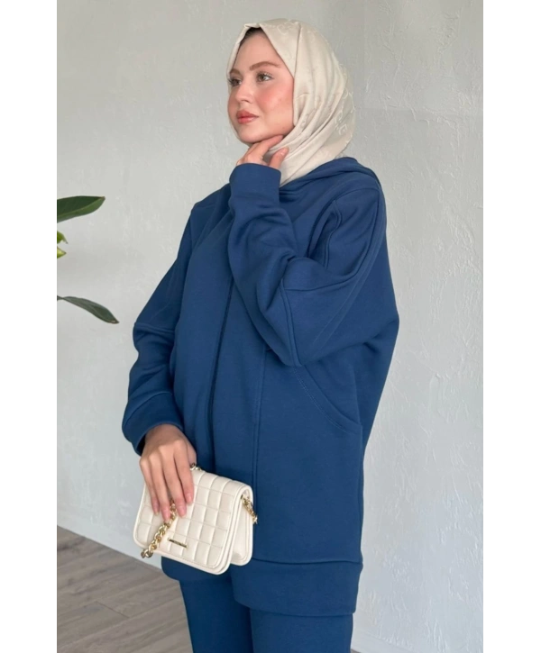 Kadın 3iplik Şardonlu Kapüşonlu Eşofman Takımı