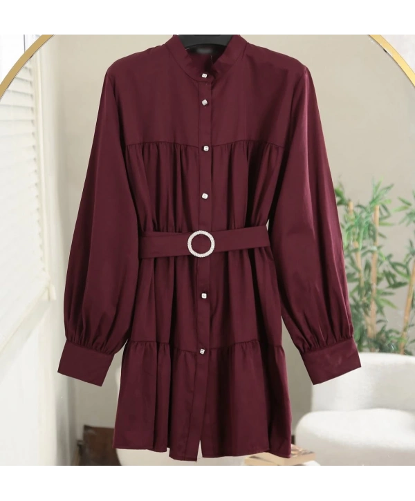 Kemerli Beli Lastikli Tunik