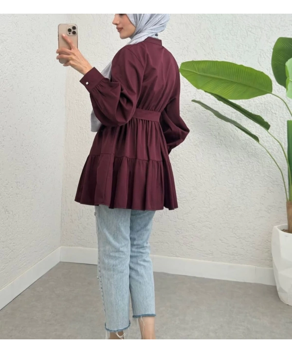 Kemerli Beli Lastikli Tunik