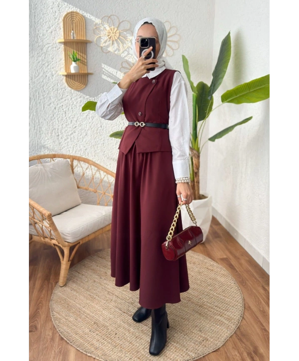 KEMERLİ YELEK ETEK TAKIM