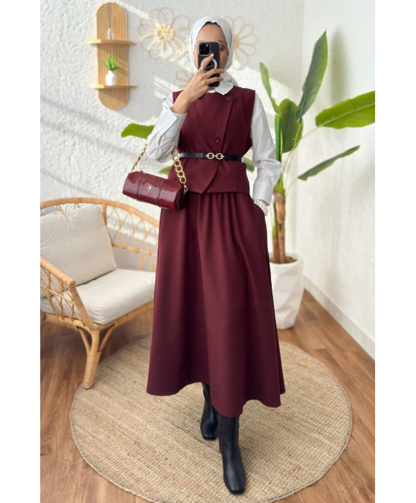 KEMERLİ YELEK ETEK TAKIM