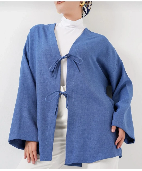 Keten Kimono - Mavi