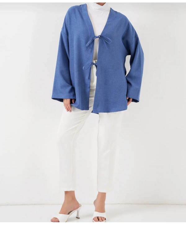 Keten Kimono - Mavi