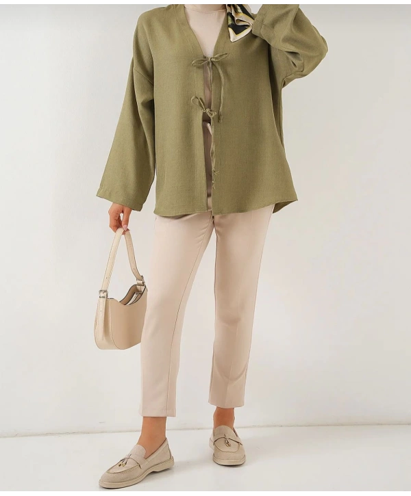 Keten Kimono - Yeşil