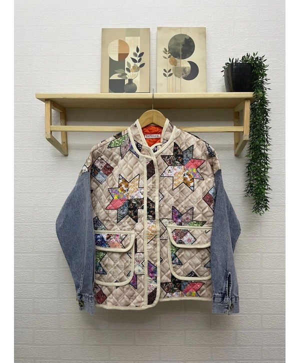 KOLLARI KOT ETNİK DESEN KAPİTONE CEKET